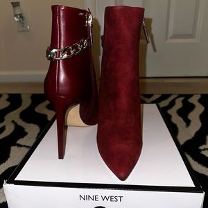 Brand New - Nine West Maroon Suede/Leather Ankle Booties